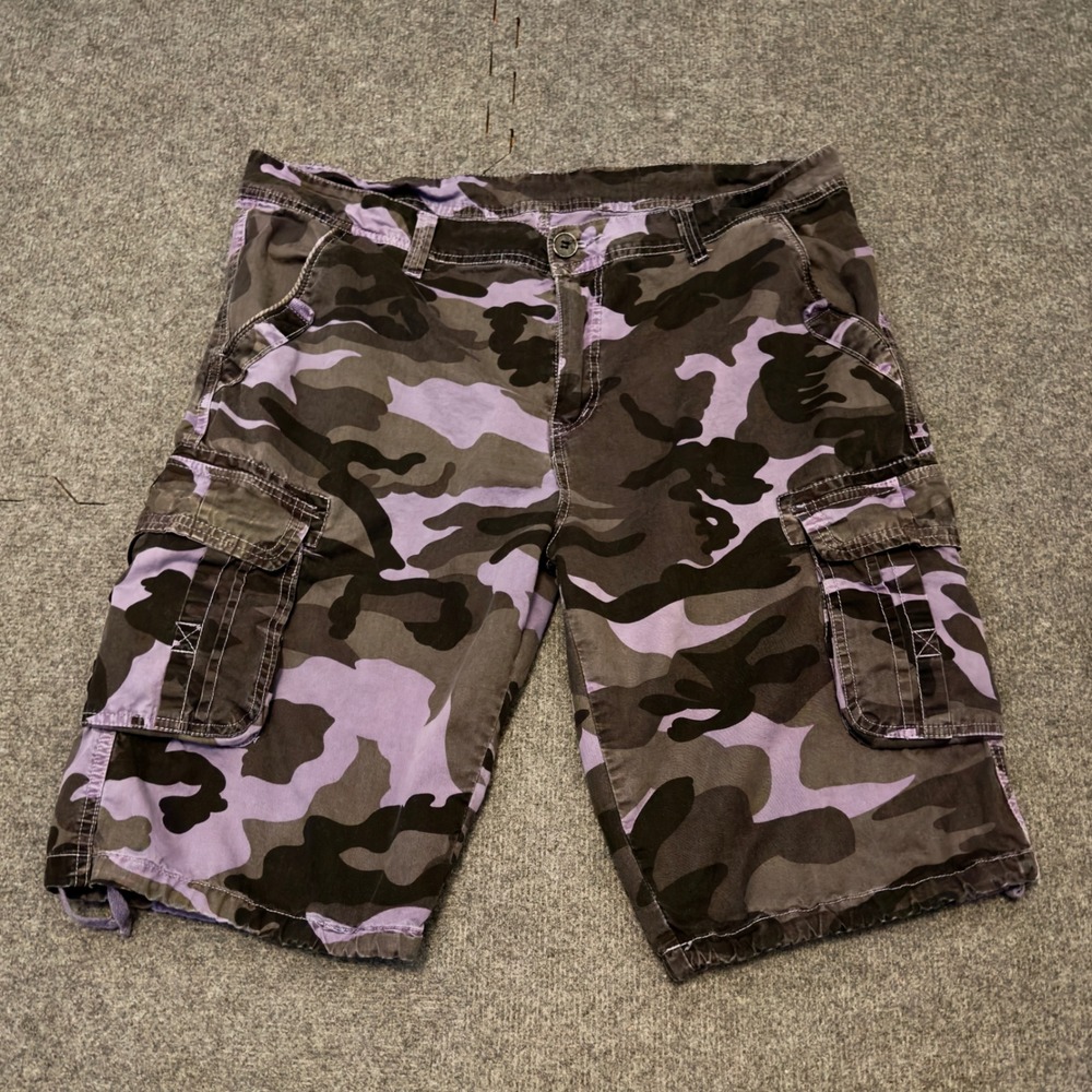 Xiyuhuangzu Mens Purple Camo Cargo Shorts Size 36 Cotton Utility Camouflage